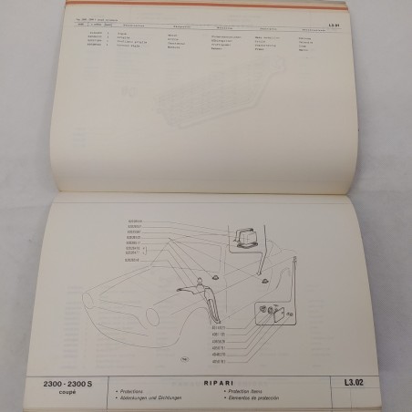 Fiat 2300-2300 S coupè catalogo parti di ricambio carrozzeria 1966