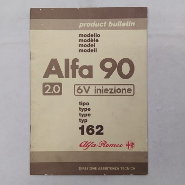 Alfa 90 2.0 6V iniezione tipo 162 product bulletin 1985 lingua inglese macchie