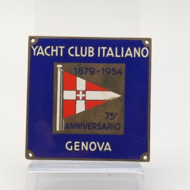 Placca yacht club italiano Genova 75° anniversario in metallo smaltato. Buono