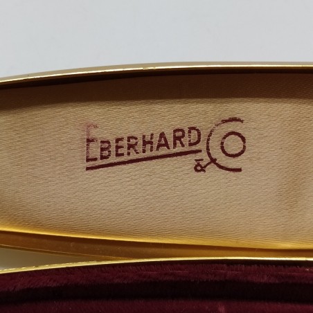 Cofanetto in latta dorato per orologio Eberhard con interno vellutato. Buono