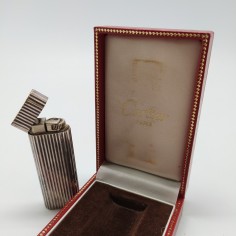 Accendino Cartier placcato in argento con patina e graffi in cofanetto originale 2