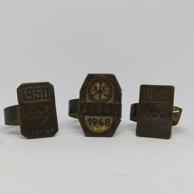 Lotto di 3 bolli auto ACI da collezione anni 1948, 1949, 1950. Ossidazione