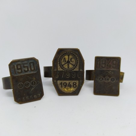 Lotto di 3 bolli auto ACI da collezione anni 1948, 1949, 1950. Ossidazione