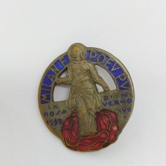 Spilla Milan e poeu pu - Rosa d'inverno 1939 in metallo smaltato. Ossidazione