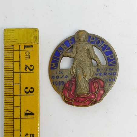 Spilla Milan e poeu pu - Rosa d'inverno 1939 in metallo smaltato. Ossidazione