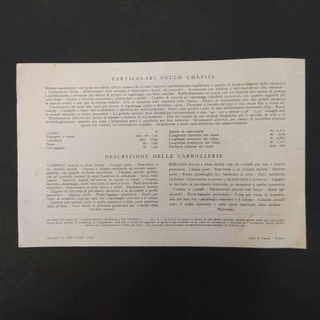 Catalogo Fiat 520 6 cilindri Torpedo e Berlina, 1928. Ingiallimenti