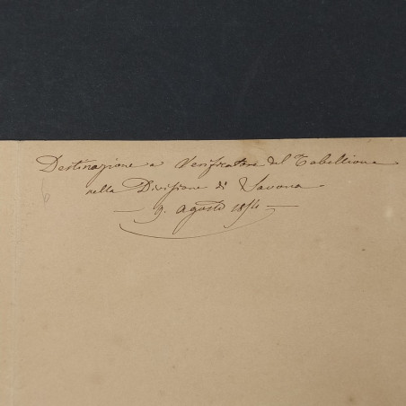Documento del Ministro delle finanze 1854 con firma del Conte Cavour. Ingiallito