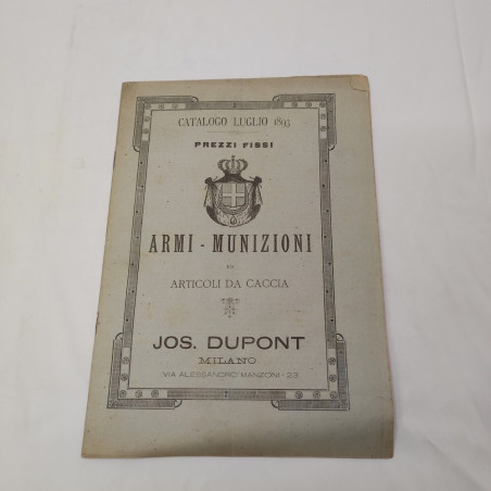 Catalogo armi, munizioni e articoli da caccia Dupont 1893. Pieghe e aloni