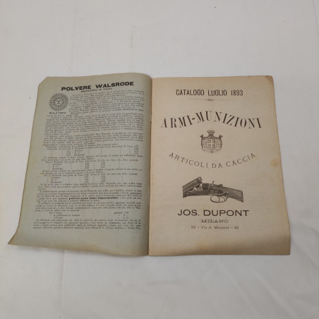 Catalogo armi, munizioni e articoli da caccia Dupont 1893. Pieghe e aloni