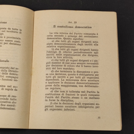 Statuto PCI Approvato dal Congresso 1949. Macchioline e ingrigimento