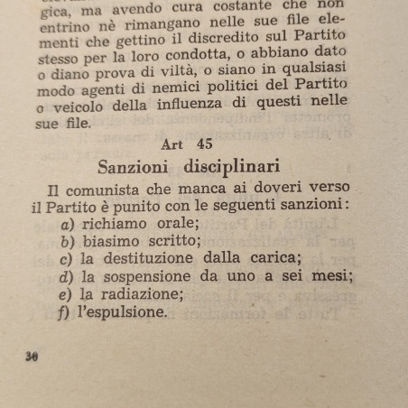 Statuto PCI Approvato dal Congresso 1949. Macchioline e ingrigimento