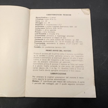 Libretto d'uso e manutenzione FB Minarelli, 1966 diffuse macchie d'officina