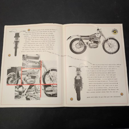 Catalogo motocicletta Bultaco Cemoto Sherpa T in inglese, 1968. Ingrigito