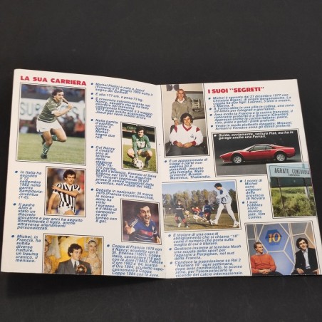 Pieghevole su Michel Platinì con autografo originale allegato all'Intrepido 1985