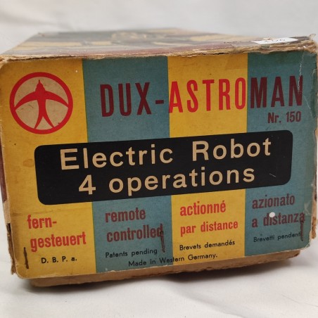 Robot giocattolo Dux Astroman. Buono plastica verde trasparente scatola