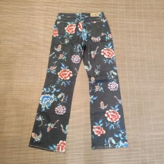 Pantaloni jeans donna Just Cavalli tg 46 blu scuro e fiori colorati 2