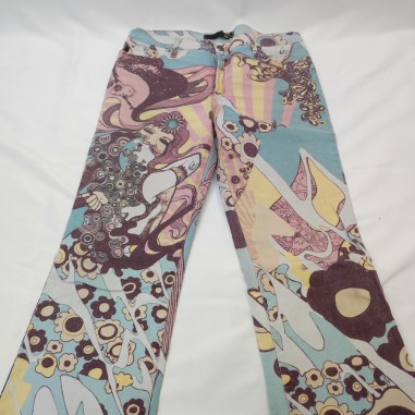 Pantaloni jeans donna Just Cavalli tg 46 fantasia hippy