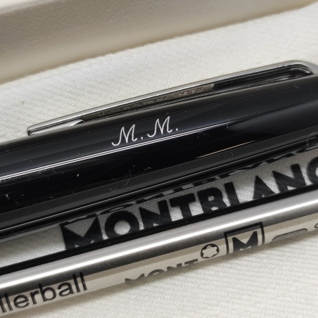 Montblanc penna a sfera roller Pix MB132494 nera nuova con incise iniziali MM