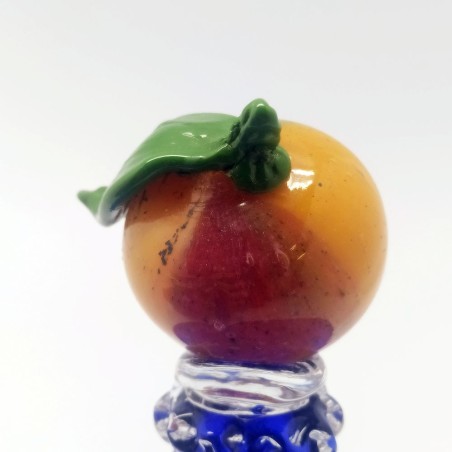 Vaso con coperchio in vetro di Murano blu con intrusioni in oro