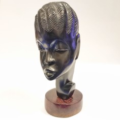 Statuina africana testa di donna in legno di ebano h. 22 cm 2