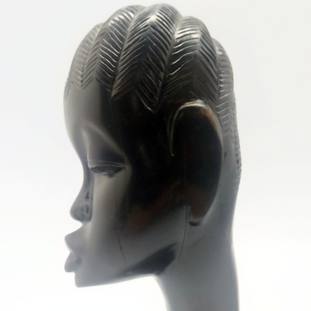Statuina africana testa di donna in legno di ebano h. 22 cm