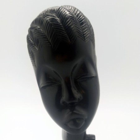 Statuina africana testa di donna in legno di ebano h. 22 cm