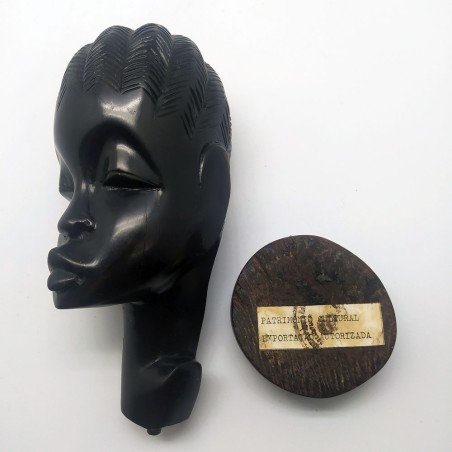 Statuina africana testa di donna in legno di ebano h. 22 cm