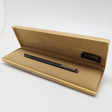 Penna biro Aurora Thesi nera e oro con design moderno in cofanetto. Buono