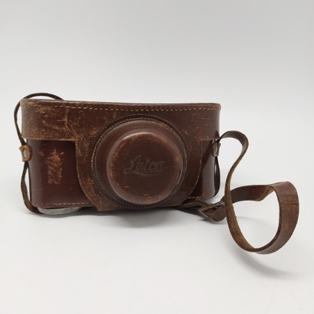 Borsa per macchina fotografica Leica in cuoio marrone con vite. Scucitura