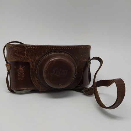Borsa per macchina fotografica Leica in cuoio marrone con vite. Scucitura
