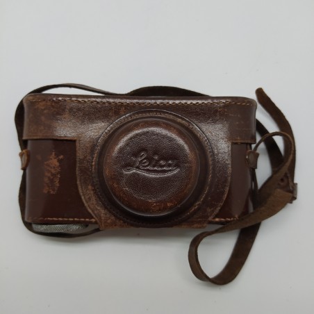 Borsa per macchina fotografica Leica in cuoio marrone con vite. Scucitura