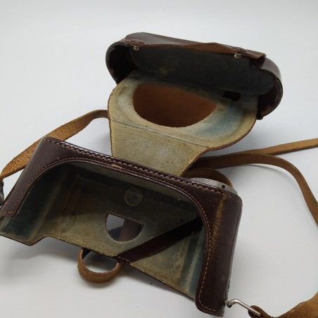 Borsa per macchina fotografica Leica M3, M2, cuoio marrone, inserti trasparenti