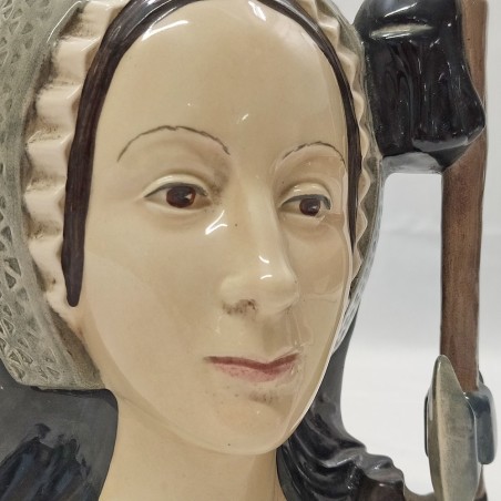Ceramica vaso Royal Doulton ritratto di Anna Bolena con ascia, 1975. Buono