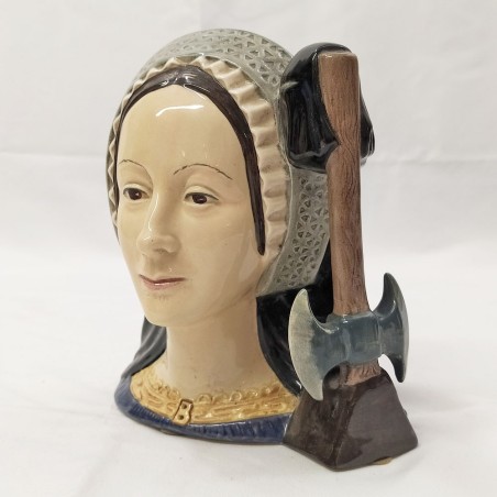 Ceramica vaso Royal Doulton ritratto di Anna Bolena con ascia, 1975. Buono