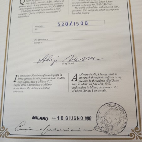 Bassorilievo in argento Aligi Sassu Chirone il Centauro ed. limitata numerata