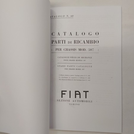 Fotocopia Catalogo parti di ricambio Fiat per chassis mod.507. Ottime condizioni
