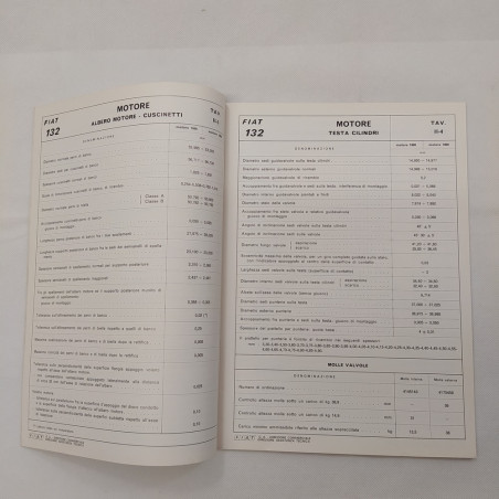 Dati principali per le riparazioni vetture Fiat mod. 132, 1972. Macchie
