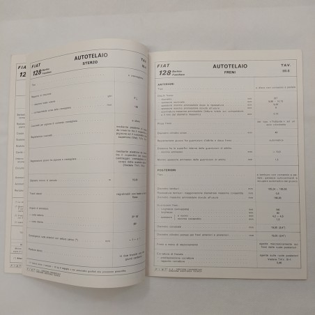 Fiat Dati principali per le riparazioni mod. 128, 1973. Macchie