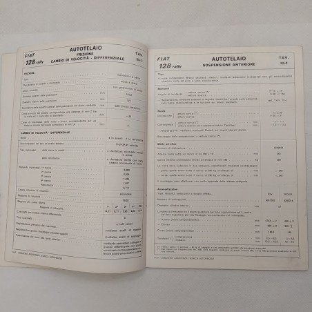 Fiat Dati principali per le riparazioni mod. 128 Rally, 1972. Macchie