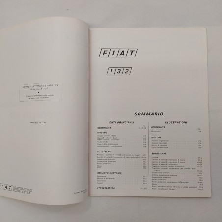 Mod. 132 Fiat Dati principali per le riparazioni. 1972. Macchie