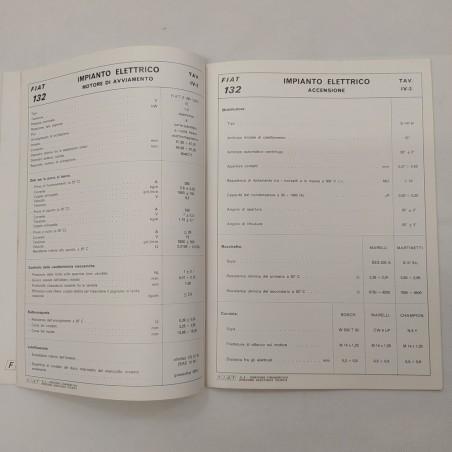 Mod. 132 Fiat Dati principali per le riparazioni. 1972. Macchie