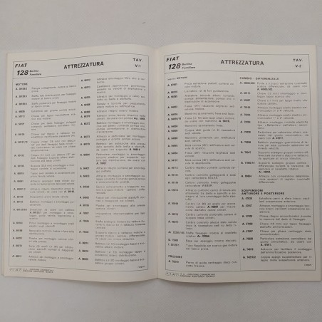 Vetture Fiat Dati principali per le riparazioni mod. 128, 1973. Timbro Soccorso