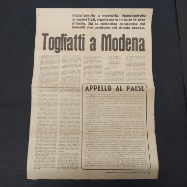 Articolo Togliatti a Modena, supplemento Eco di Romagna 1950. Piccoli strappi