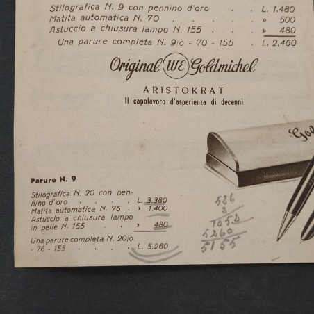 Catalogo e listino penne stilografiche Walter Engele 1949. Segni a matita