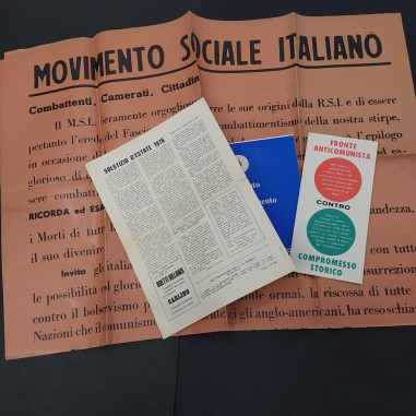 Lotto di 4 documenti del Movimento Sociale Italiano 1976-80. Piccoli strappi