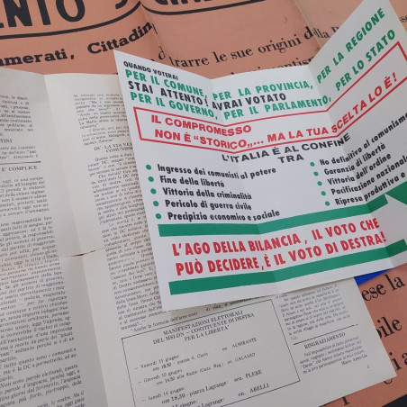 Lotto di 4 documenti del Movimento Sociale Italiano 1976-80. Piccoli strappi
