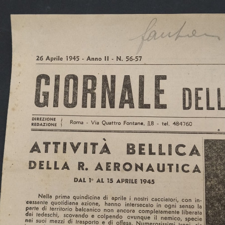 Settimanale militare Giornale dell'Aviatore del 26/04/1945 sbiadito, macchioline