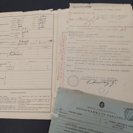 Lotto di 3 documenti dell'aviazione anni '40 e e chiudilettera celebrativi '90