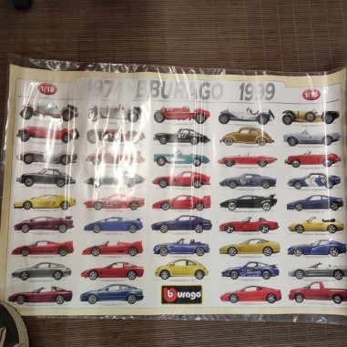 Poster modelli auto Burago 1974-1999 pieghe 70x100