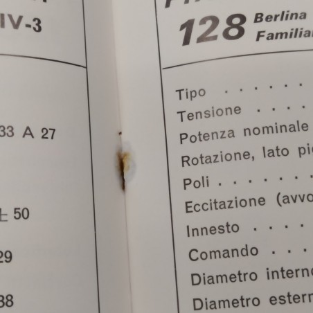 Vetture Fiat mod. 128, Dati principali per le riparazioni, 1973. Macchie